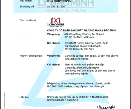 LY BAO MINH HAS ACHIEVED ISO 9001:2015 CERTIFICATION FOR QUALITY MANAGEMENT SYSTEMS